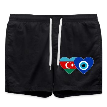Azerbaïdjan Nazar Pearl Flag Coeur - Short de bain - noir - Devant - AI Model Male 185 light (185cm)