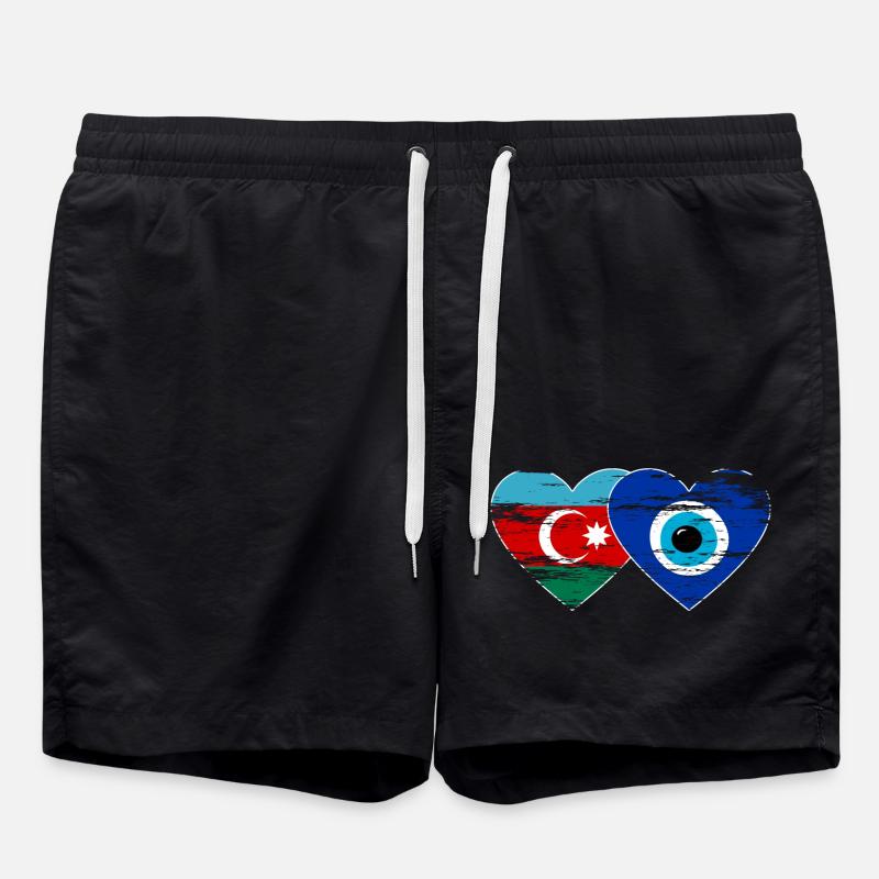 Azerbaïdjan Nazar drapeau perlé utilisé - Short de bain - noir