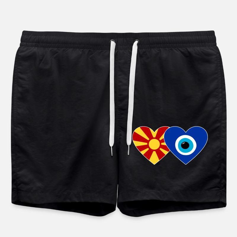 Mazedonien Nazarperle Flagge - Badeshorts - Schwarz