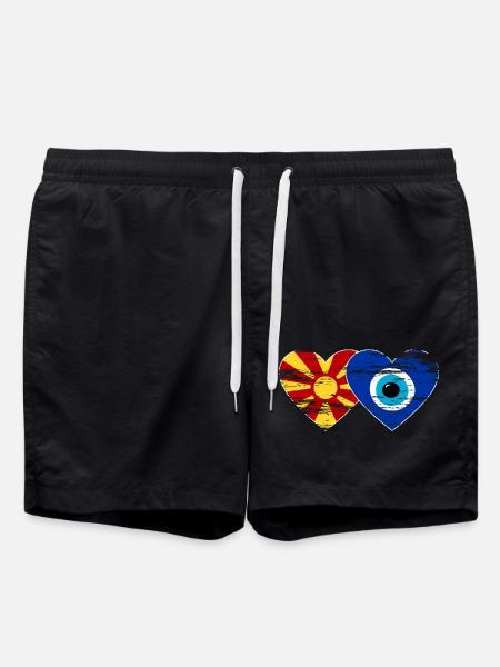 Mazedonien Nazarperle Flagge used - Badeshorts - Schwarz