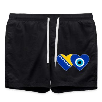 Bosnien Nazarperle Flagge - Badeshorts - Schwarz - Vorne - AI Model Male 185 light (185cm)