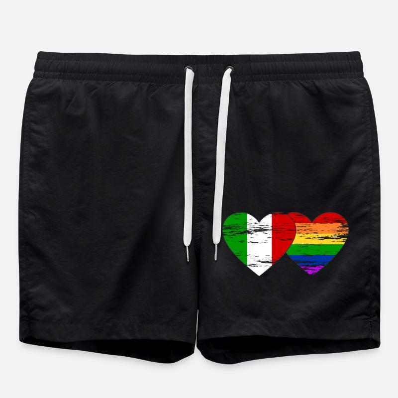 Italy rainbow flag used - Swim Trunks - black