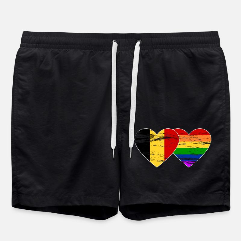 Belgium rainbow flag used - Swim Trunks - black