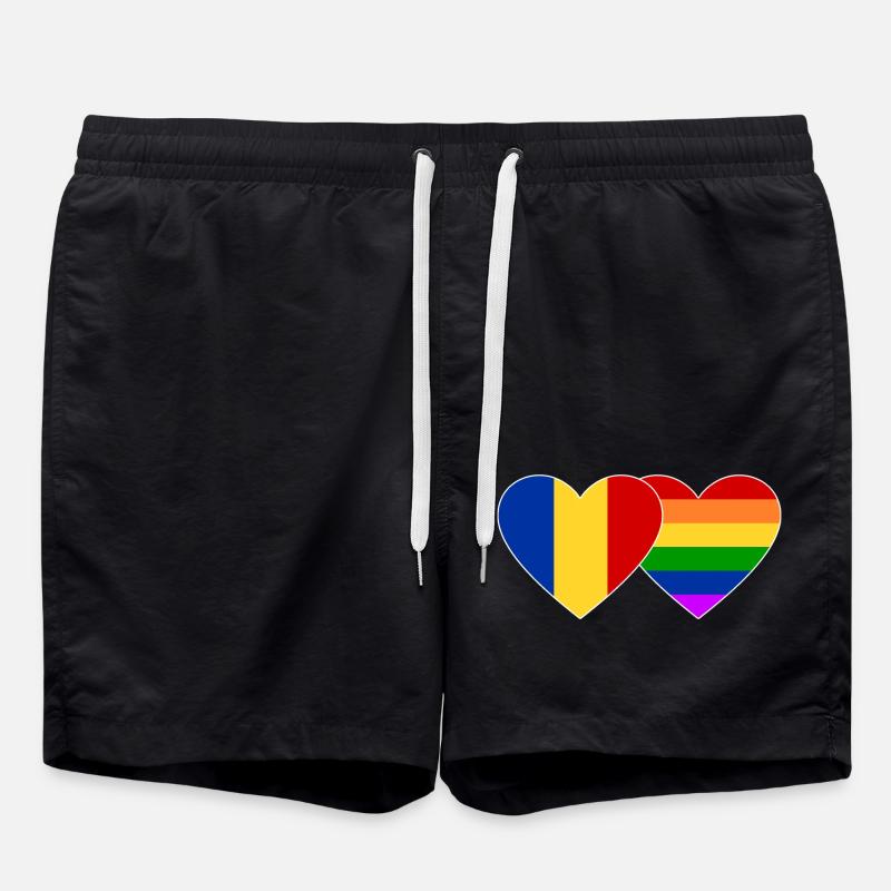 Romania Rainbow Flag - Swim Trunks - black