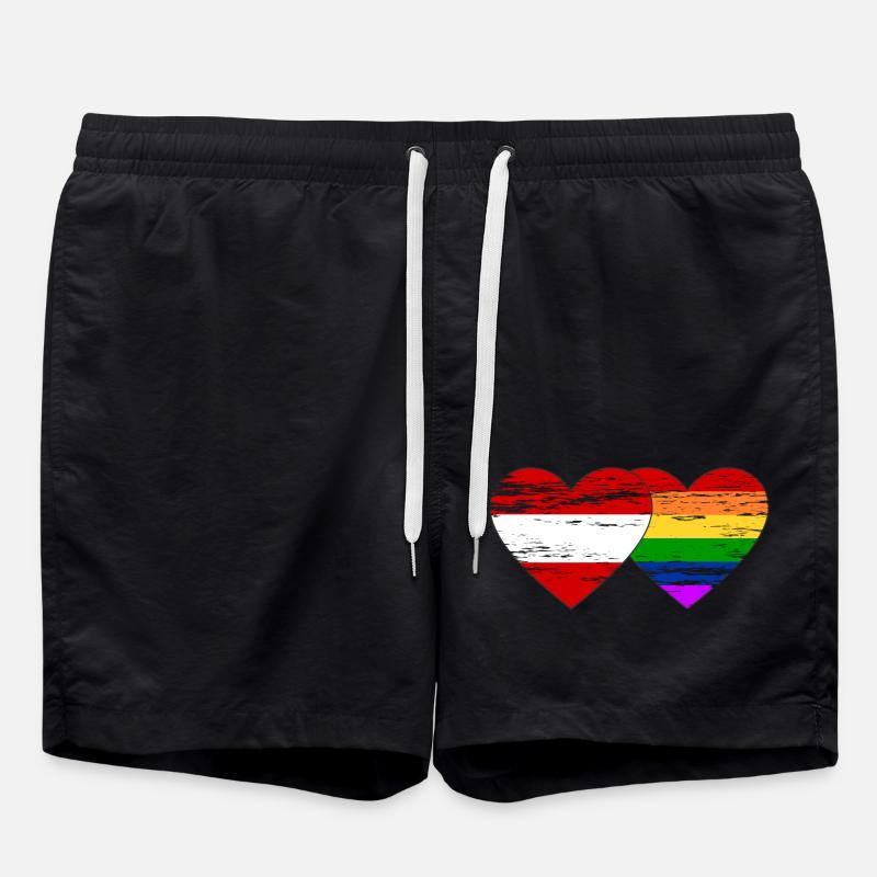Austria rainbow flag used - Swim Trunks - black