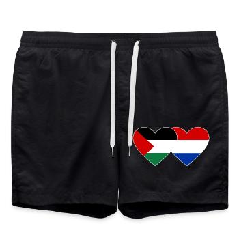 Palestine Hollande drapeau coeur - Short de bain - noir - Devant - AI Model Male 185 light (185cm)