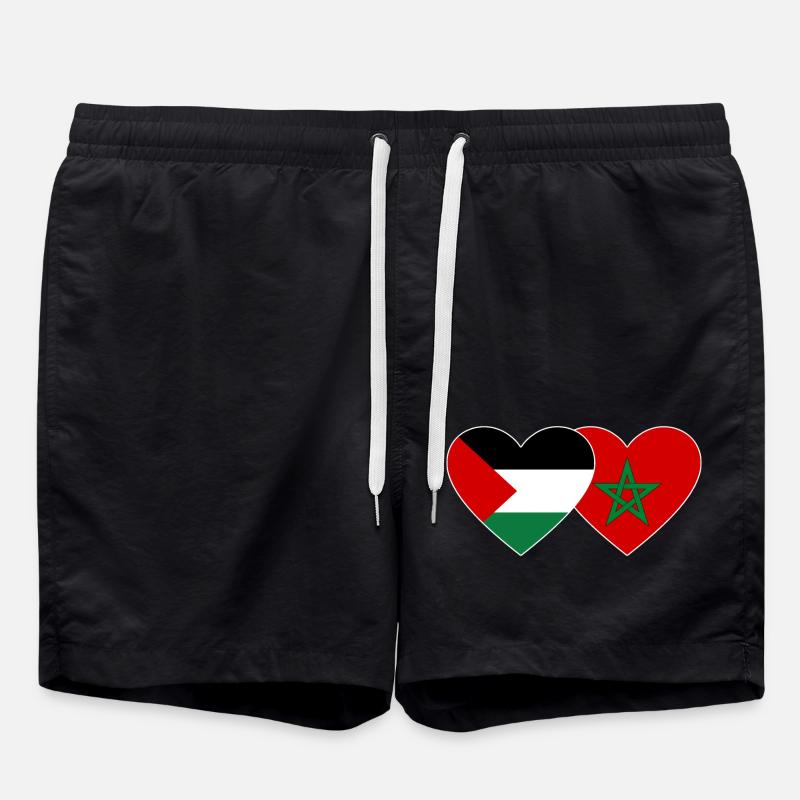 Palestine Maroc Drapeau Coeur - Short de bain - noir