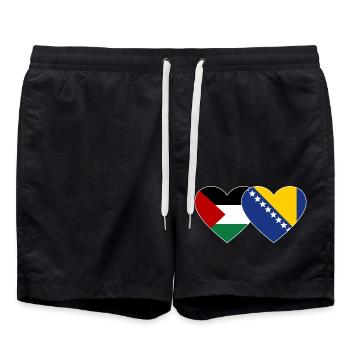 Palestine Bosnie Drapeau Coeur - Short de bain - noir - Devant - AI Model Male 185 light (185cm)