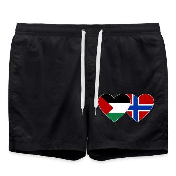 Palestine Norvège drapeau coeur - Short de bain - noir - Devant - AI Model Male 185 light (185cm)