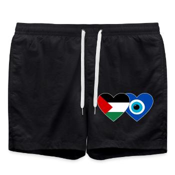 Palestine Nazar drapeau coeur - Short de bain - noir - Devant - AI Model Male 185 light (185cm)
