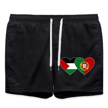 Palestine Portugal Drapeau Coeur - Short de bain - noir - Devant - AI Model Male 185 light (185cm)