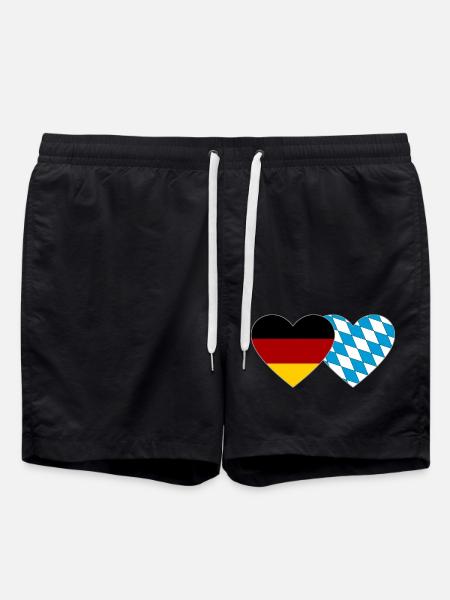 Germany Bavaria Flag Heart - Swim Trunks - black