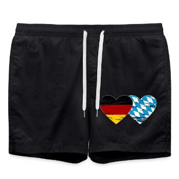 Deutschland Bayern Flagge Herz used - Badeshorts - Schwarz - Vorne - AI Model Male 185 light (185cm)