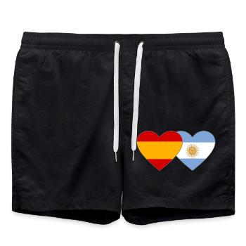 Espagne Argentine Drapeau Coeur - Short de bain - noir - Devant - AI Model Male 185 light (185cm)