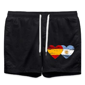 Espagne Argentine Drapeau Coeur Utilisé - Short de bain - noir - Devant - AI Model Male 185 light (185cm)