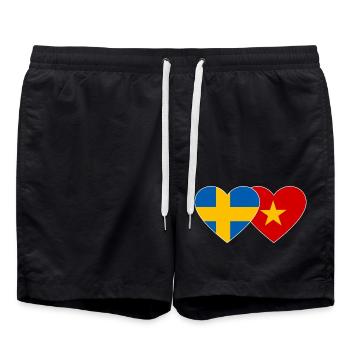 Suède Vietnam Drapeau Coeur - Short de bain - noir - Devant - AI Model Male 185 light (185cm)