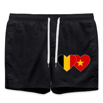 Belgique Vietnam Drapeau Coeur - Short de bain - noir - Devant - AI Model Male 185 light (185cm)