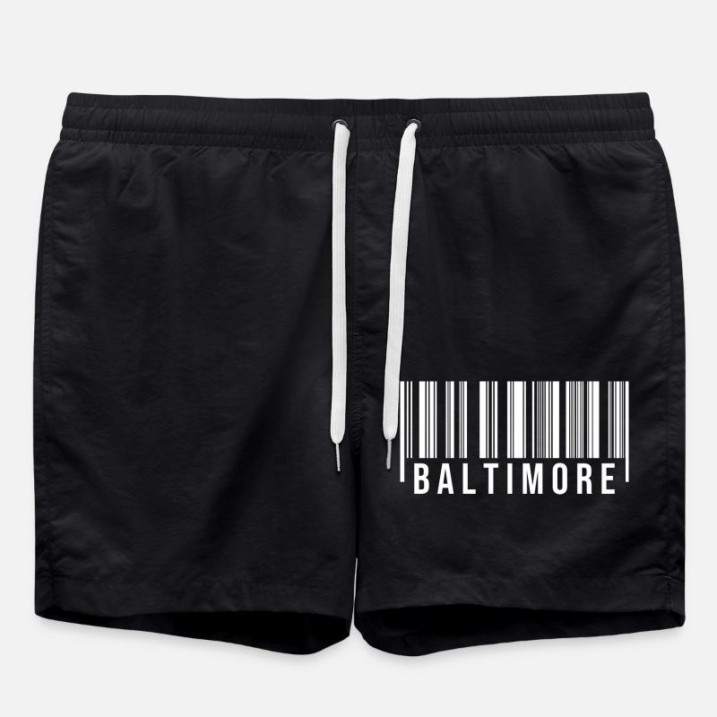 Baltimore Strichcode - Badeshorts - Schwarz