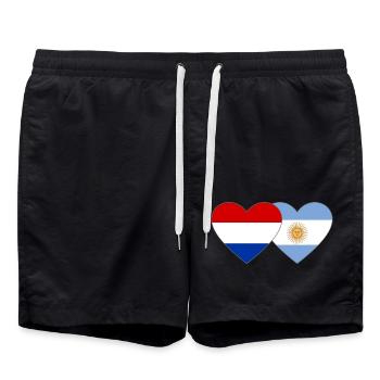 Holland Argentinien Flagge Herz - Badeshorts - Schwarz - Vorne - AI Model Male 185 light (185cm)