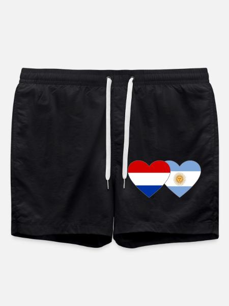 Hollande Argentine Drapeau Coeur - Short de bain - noir