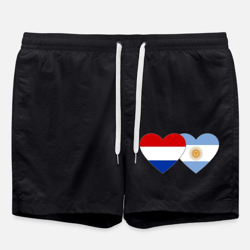 Hollande Argentine Drapeau Coeur - Short de bain - noir