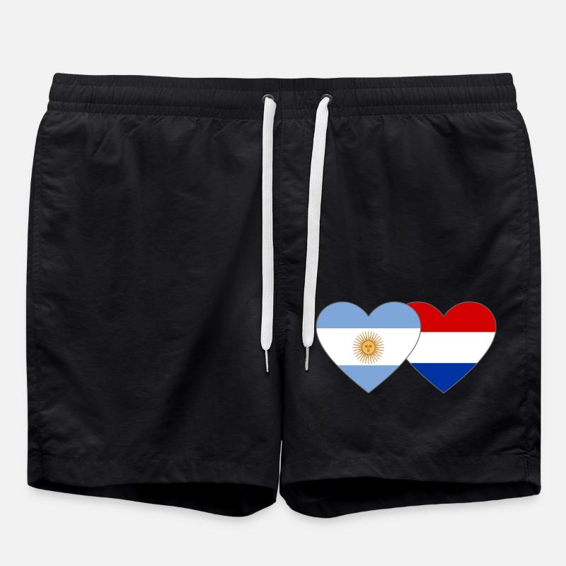 Argentine Hollande drapeau coeur - Short de bain - noir