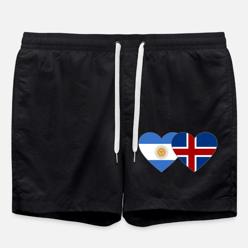 Argentine Islande Drapeau Coeur - Short de bain - noir