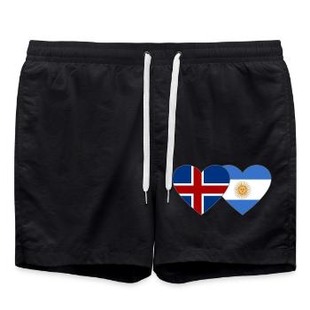 Islande Argentine Drapeau Coeur - Short de bain - noir - Devant - AI Model Male 185 light (185cm)