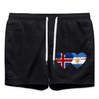 Islande Argentine Drapeau Coeur Utilisé - Short de bain - noir - Devant - AI Model Male 185 light (185cm)
