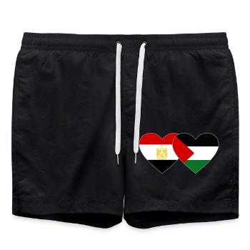 Egypte Palestine Drapeau Coeur - Short de bain - noir - Devant - AI Model Male 185 light (185cm)