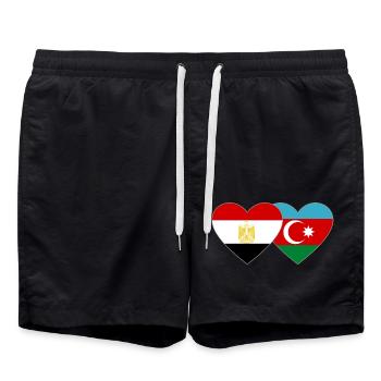 Egypt Azerbaijan Flag Heart - Swim Trunks - black - Front - AI Model Male 185 light (185cm)
