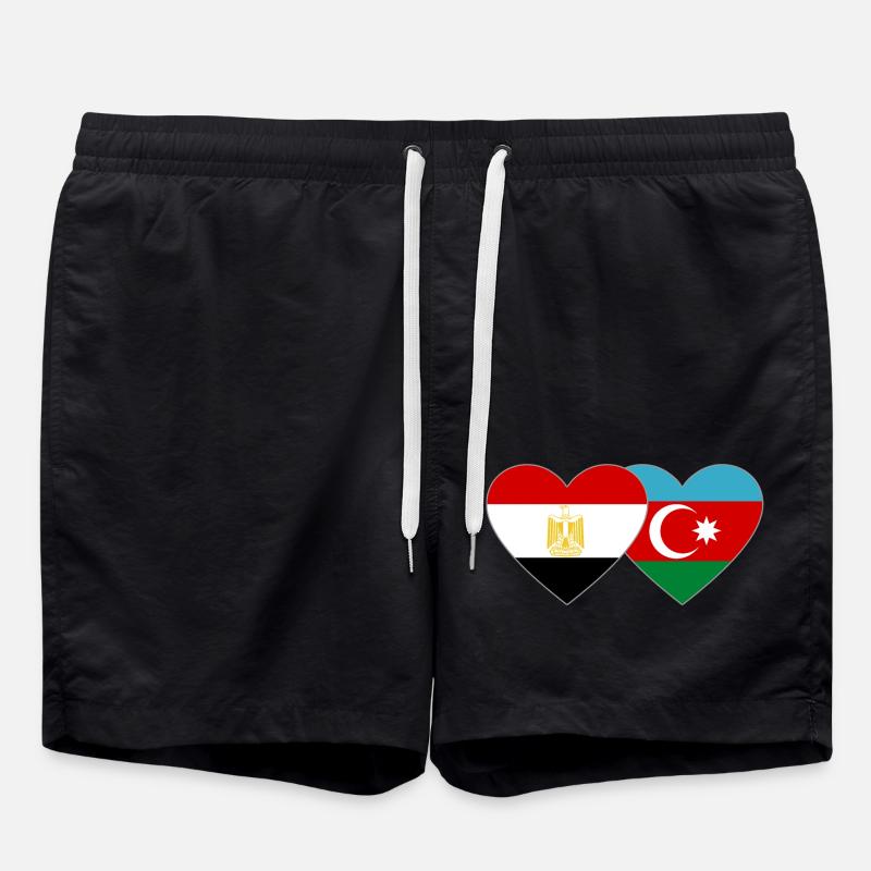 Egypte Azerbaïdjan Drapeau Coeur - Short de bain - noir