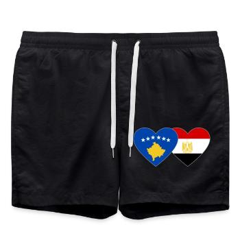 Kosovo Egypte Drapeau Coeur - Short de bain - noir - Devant - AI Model Male 185 light (185cm)
