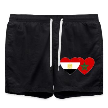 Egypt Morocco Flag Heart - Swim Trunks - black - Front - AI Model Male 185 light (185cm)