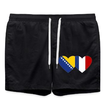 Bosnie France Drapeau Coeur - Short de bain - noir - Devant - AI Model Male 185 light (185cm)