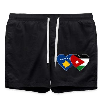 Kosovo Jordan Flag Heart - Swim Trunks - black - Front - AI Model Male 185 light (185cm)