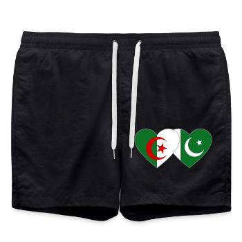 Algérie Pakistan Drapeau Coeur - Short de bain - noir - Devant - AI Model Male 185 light (185cm)