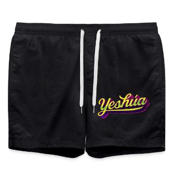 Yeshúa - Urban Lettering Style - Swim Trunks - black - Front - AI Model Male 185 light (185cm)