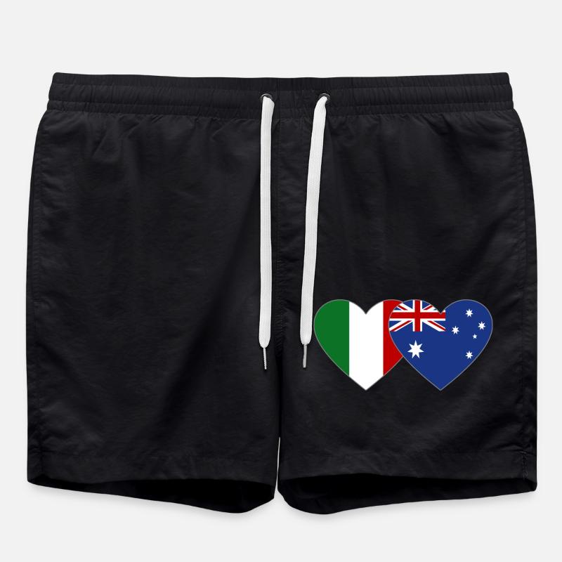 Italie Australie Drapeau Coeur - Short de bain - noir