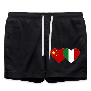 Chine Italie Drapeau Coeur - Short de bain - noir - Devant - AI Model Male 185 light (185cm)
