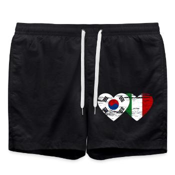 Corée du Sud Italie Drapeau Coeur Utilisé - Short de bain - noir - Devant - AI Model Male 185 light (185cm)