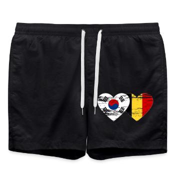Corée du Sud Belgique Drapeau Coeur Utilisé - Short de bain - noir - Devant - AI Model Male 185 light (185cm)