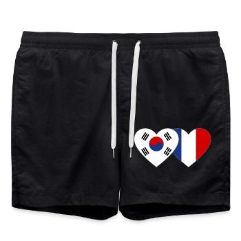 Corée du Sud France Drapeau Coeur - Short de bain - noir - Devant - AI Model Male 185 light (185cm)