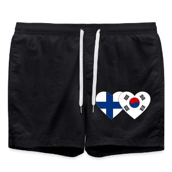 Finnland Südkorea Flagge Herz - Badeshorts - Schwarz - Vorne - AI Model Male 185 light (185cm)