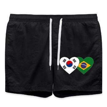 Corée du Sud Brésil Drapeau Coeur - Short de bain - noir - Devant - AI Model Male 185 light (185cm)