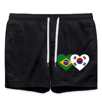 Brésil Corée du Sud Drapeau Coeur - Short de bain - noir - Devant - AI Model Male 185 light (185cm)