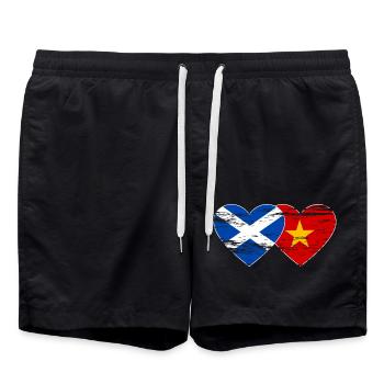 Ecosse Vietnam drapeau coeur utilisé - Short de bain - noir - Devant - AI Model Male 185 light (185cm)