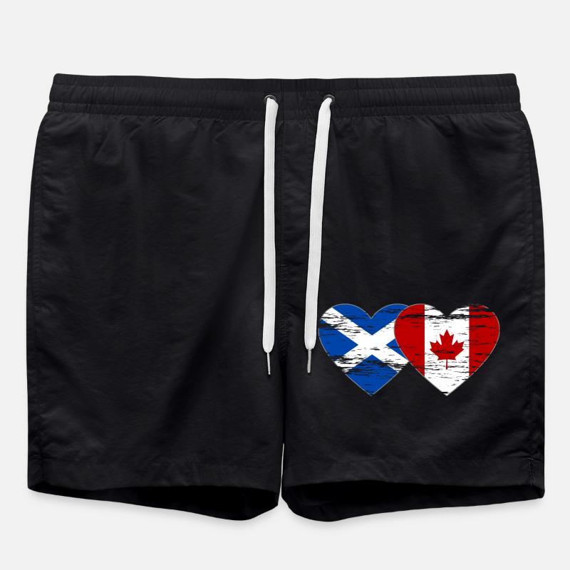 Scotland Canada Flag Heart Used - Swim Trunks - black