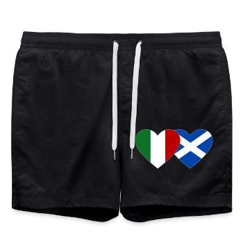 Italy Scotland Flag Heart - Swim Trunks - black - Front - AI Model Male 185 light (185cm)