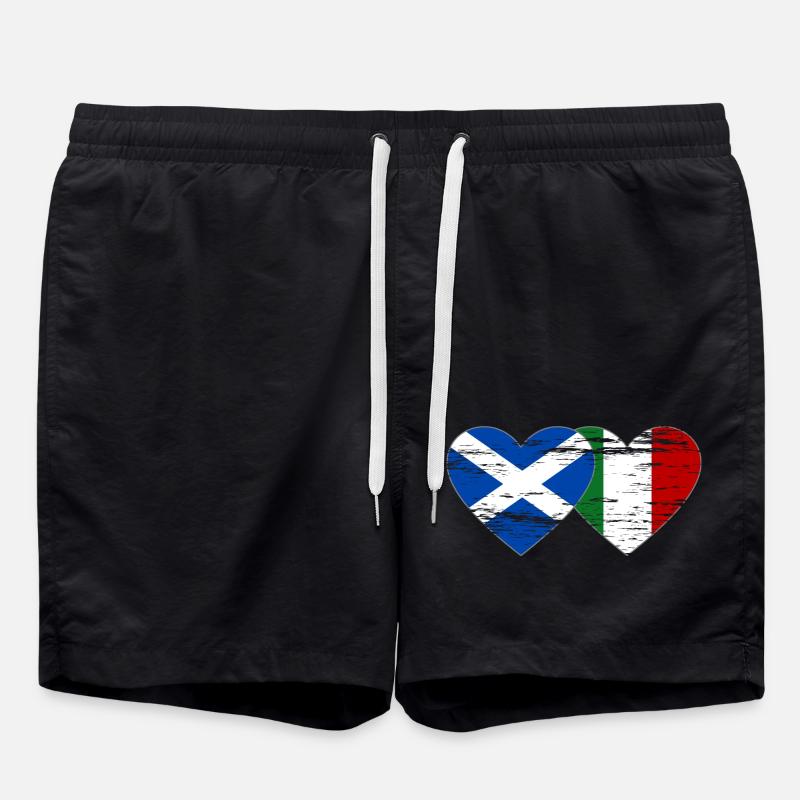 Ecosse Italie Drapeau Coeur Utilisé - Short de bain - noir